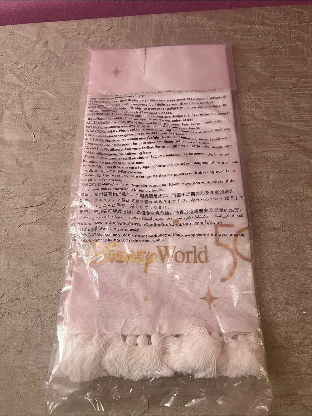 Disney World 50th Anniversary Castle Tassel Kitchen Towel NWT Sealed